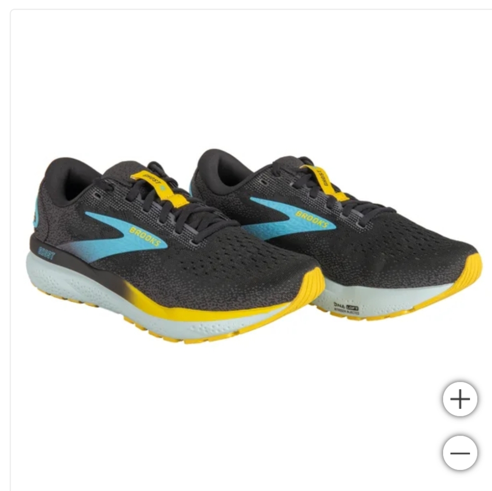 New Brooks Men's Ghost 16 Running Shoe Black Forged Iron/Blue DNA LOFT v3 Size 8